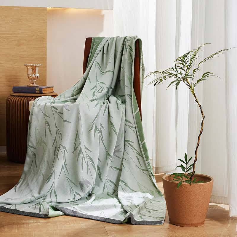 Green Bamboo Print Cooling Bedspread - image 4