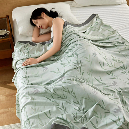 Green Bamboo Print Cooling Bedspread - image 2