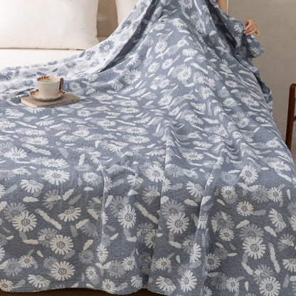 Blue Daisy Print Cotton Gauze Quilt - image 3