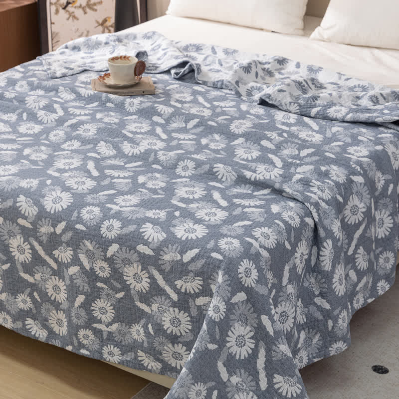 Blue Daisy Print Cotton Gauze Quilt - image 1