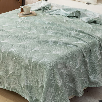 Artistic Green Ginkgo Cotton Gauze Quilt - image 3