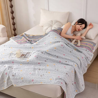 Floral Polka Dot Cotton Reversible Quilt - Queen - image 0