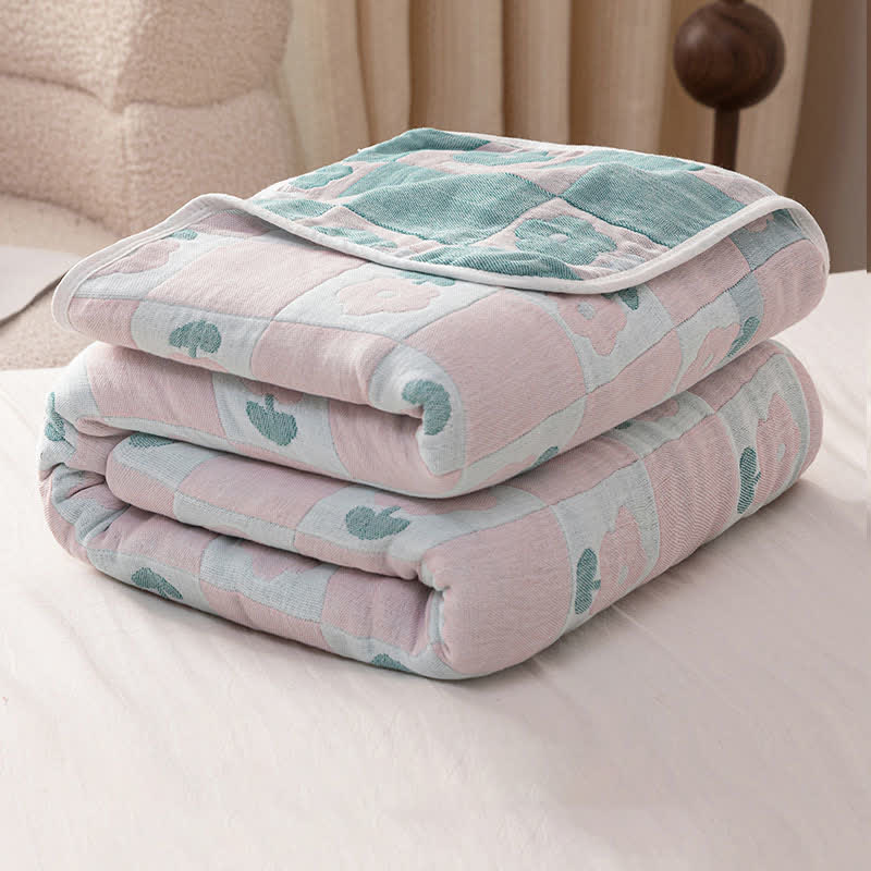 Plaid Tulip Cotton Gauze Reversible Quilt - image 2