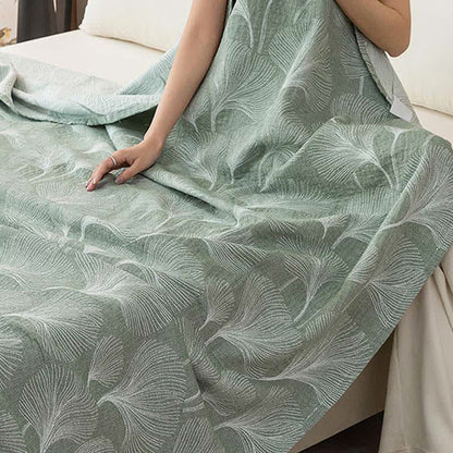 Artistic Green Ginkgo Cotton Gauze Quilt - image 4