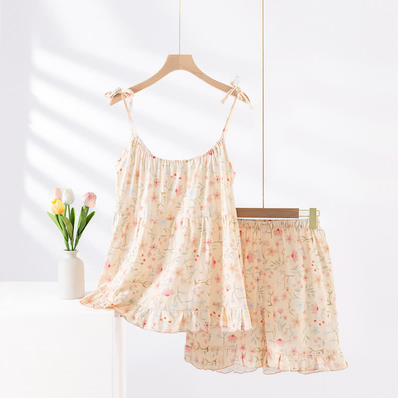 Floral Cotton Camisole Shorts Pajama Set - image 1