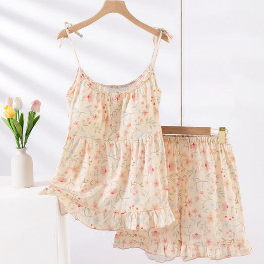 Floral Cotton Camisole Shorts Pajama Set - XL - image 0