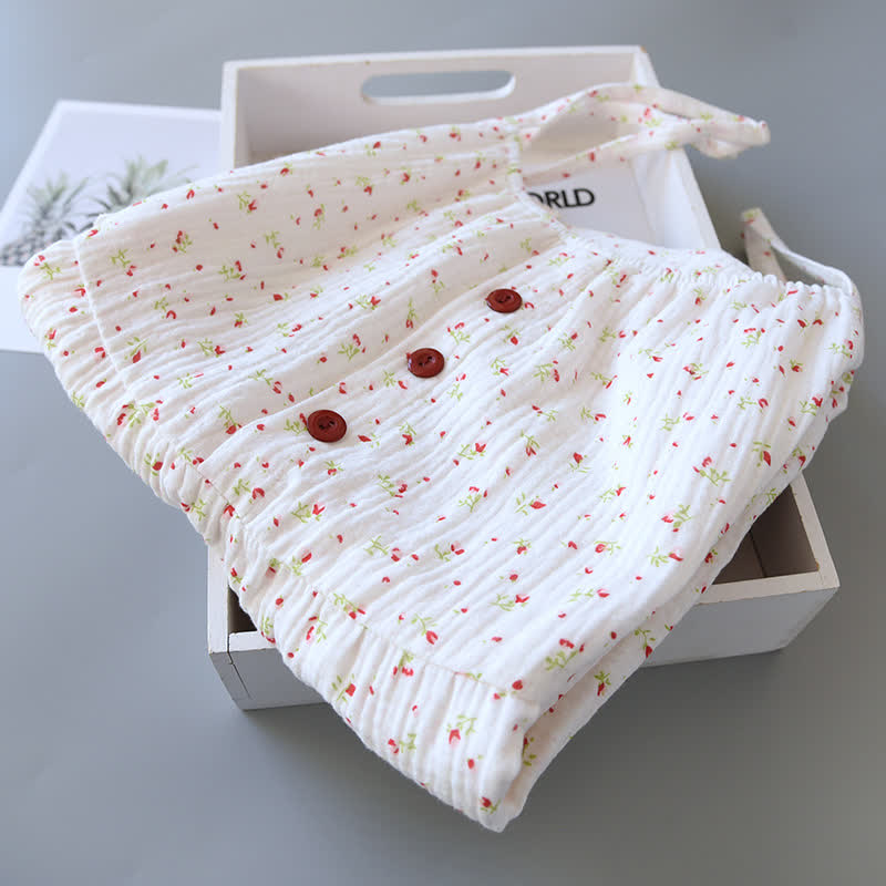 Red Floral Cotton Gauze Cami Nightgown - image 3