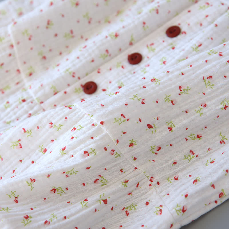 Red Floral Cotton Gauze Cami Nightgown - image 7