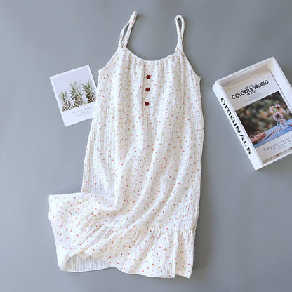 Red Floral Cotton Gauze Cami Nightgown - XL - image 0