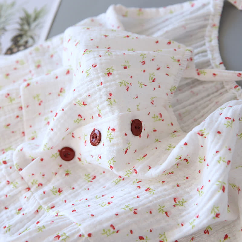 Red Floral Cotton Gauze Cami Nightgown - image 6