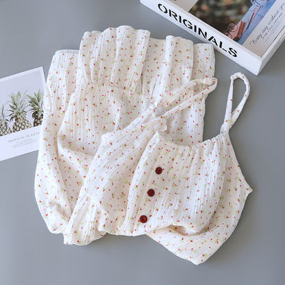 Red Floral Cotton Gauze Cami Nightgown - image 4