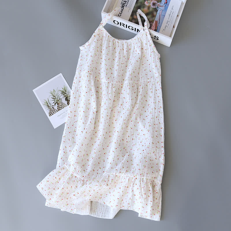 Red Floral Cotton Gauze Cami Nightgown - image 1