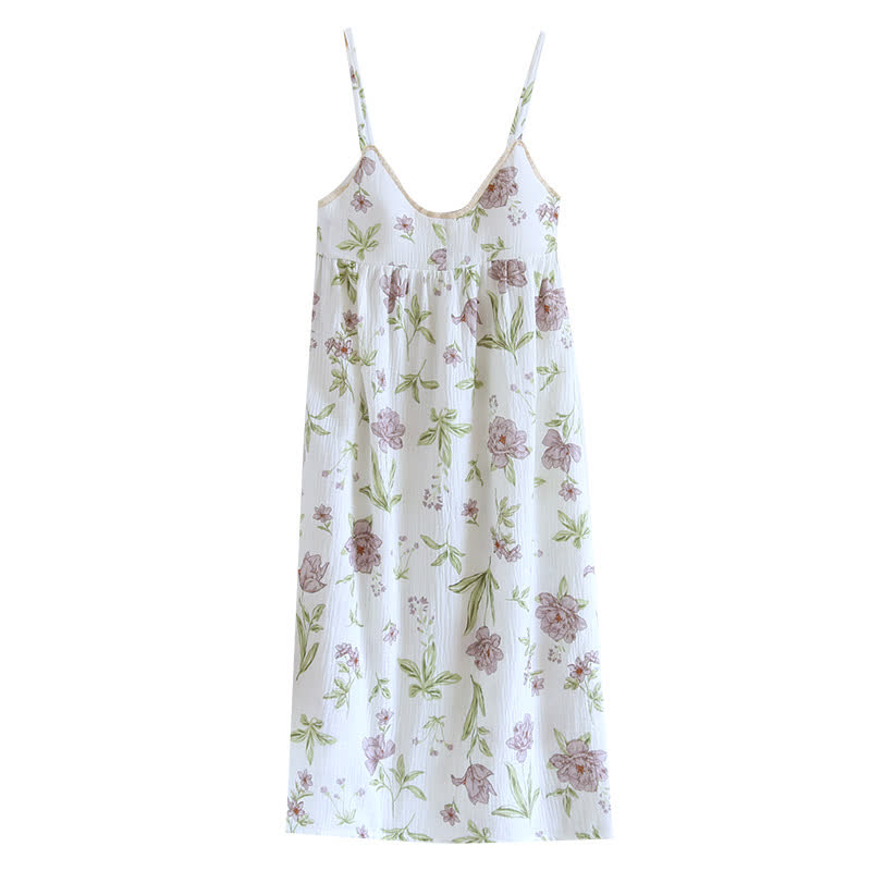 Violet Print Cotton Padded Cami Nightgown - image 12