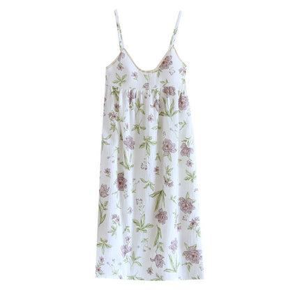 Violet Print Cotton Padded Cami Nightgown - image 12