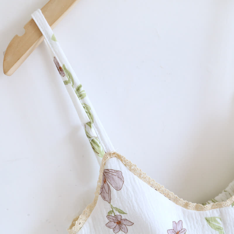 Violet Print Cotton Padded Cami Nightgown - image 8