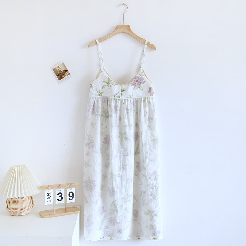 Violet Print Cotton Padded Cami Nightgown - image 2