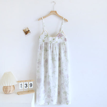 Violet Print Cotton Padded Cami Nightgown - image 2