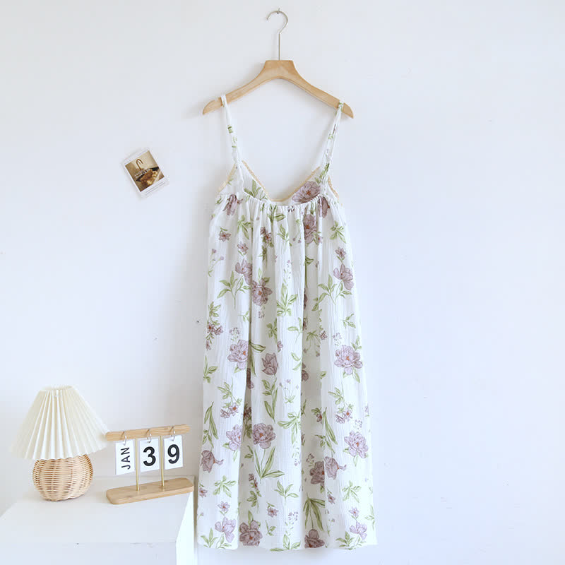 Violet Print Cotton Padded Cami Nightgown - image 1