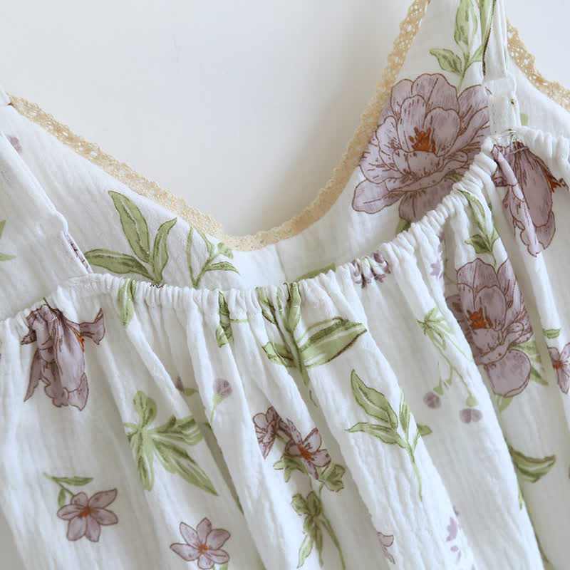 Violet Print Cotton Padded Cami Nightgown - image 7