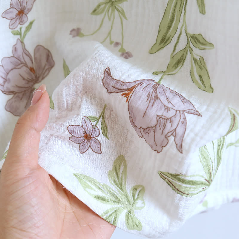 Violet Print Cotton Padded Cami Nightgown - image 11