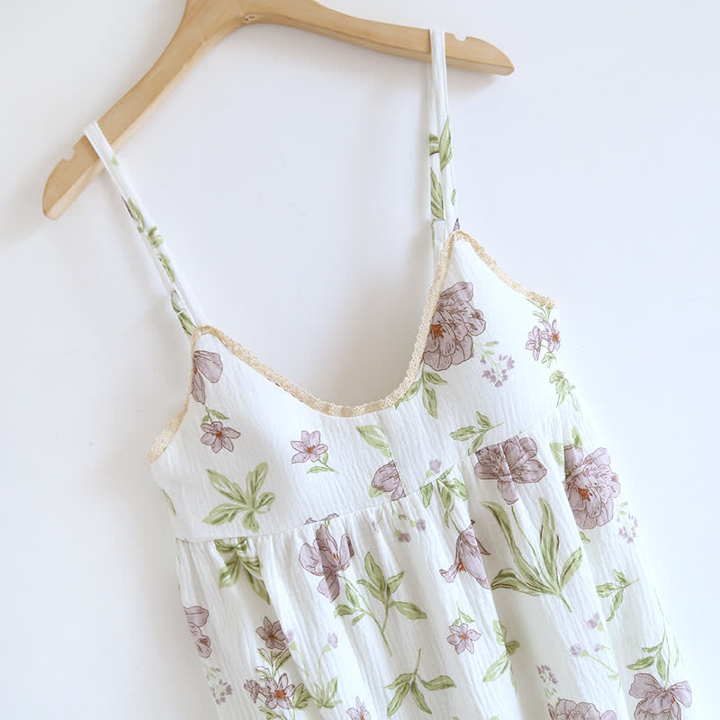 Violet Print Cotton Padded Cami Nightgown - image 3