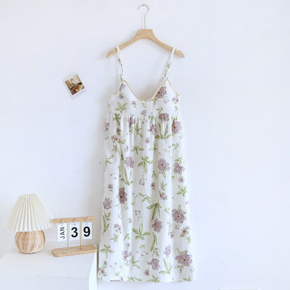 Violet Print Cotton Padded Cami Nightgown - XL - image 0