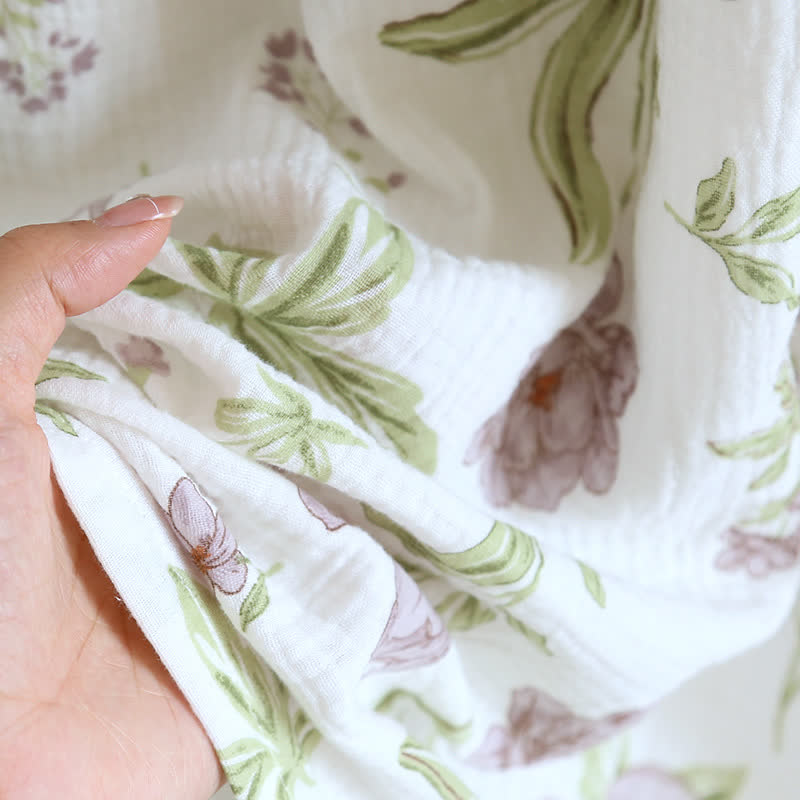 Violet Print Cotton Padded Cami Nightgown - image 10