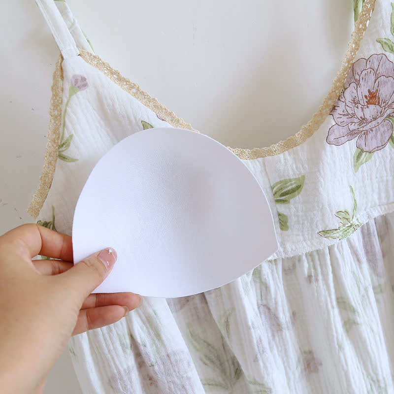 Violet Print Cotton Padded Cami Nightgown - image 4