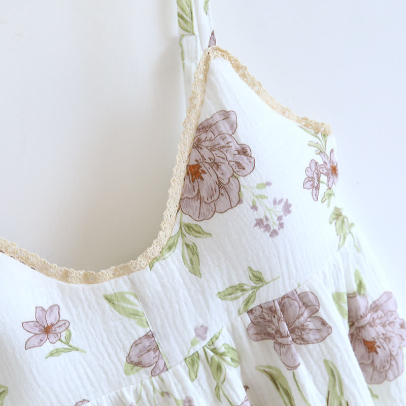 Violet Print Cotton Padded Cami Nightgown - image 6