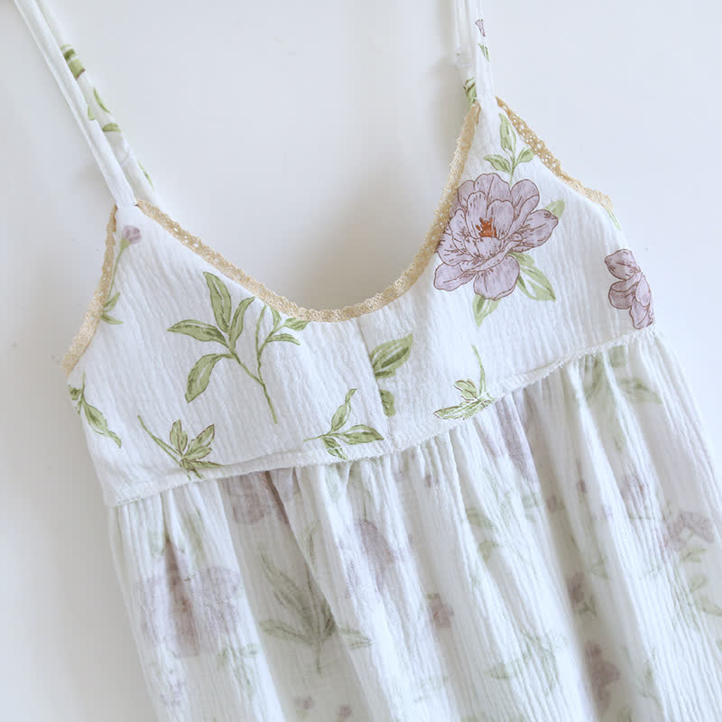 Violet Print Cotton Padded Cami Nightgown - image 5