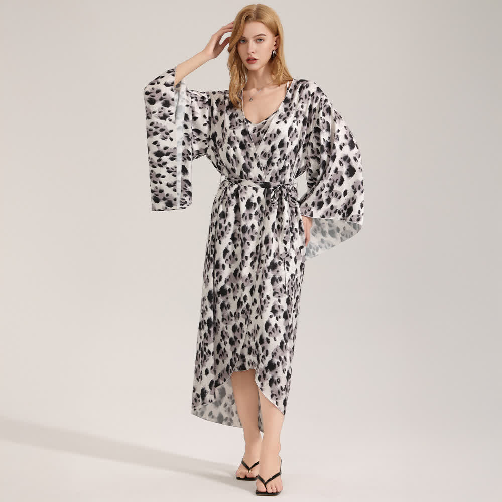 Black Leopard Print Kimono Robe - image 1