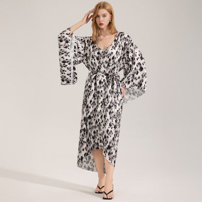 Black Leopard Print Kimono Robe - image 1