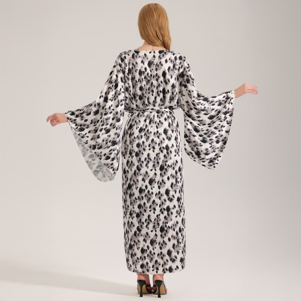 Black Leopard Print Kimono Robe - image 2