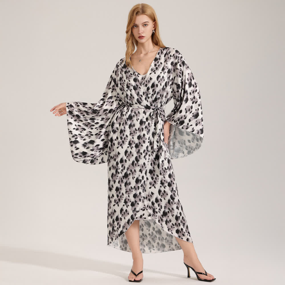 Black Leopard Print Kimono Robe - One Size - image 0