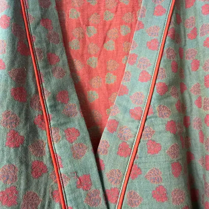 Orange Monstera Print Cotton Kimono Robe - image 3