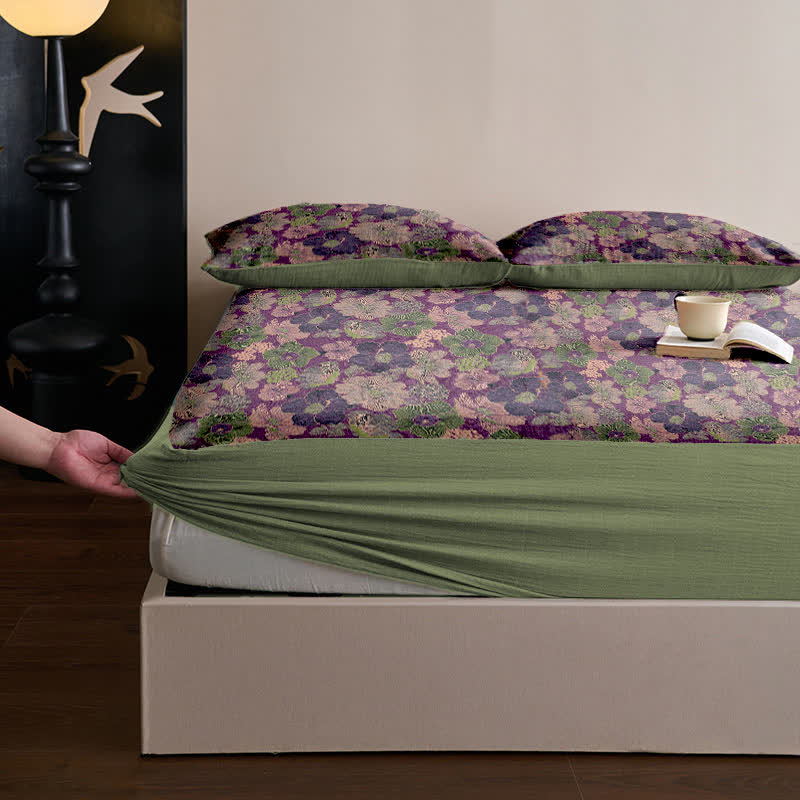 Peach Blossom Cotton Jacquard Fitted Sheet - image 2