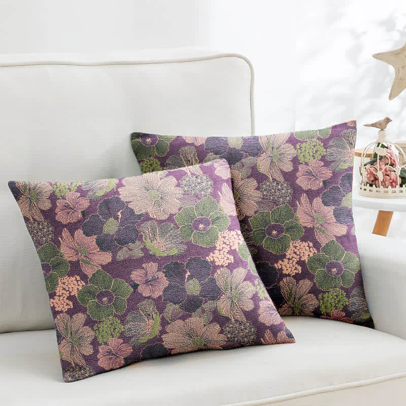 Peach Blossom Cotton Jacquard Square Pillowcases(2PCS) - 18" x 18" - image 0