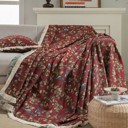 Tassel Floral Bird Soft Sofa Protector - image 8