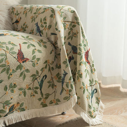 Tassel Floral Bird Soft Sofa Protector - image 3