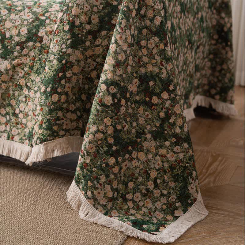 Green Floral Farmhouse Tassel Sofa Protector - image 6