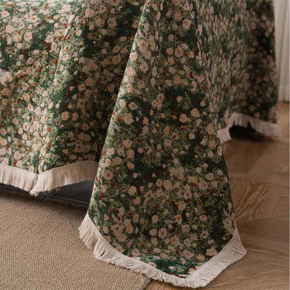 Green Floral Farmhouse Tassel Sofa Protector - image 6