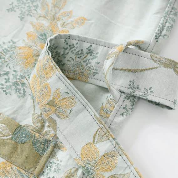 Unisex Peach Blossom Cotton Gauze Bathrobe - image 4