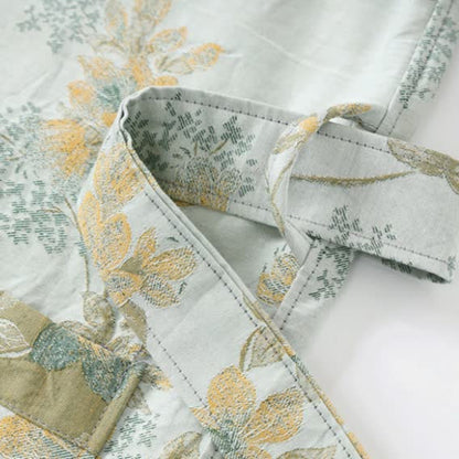 Unisex Peach Blossom Cotton Gauze Bathrobe - image 4