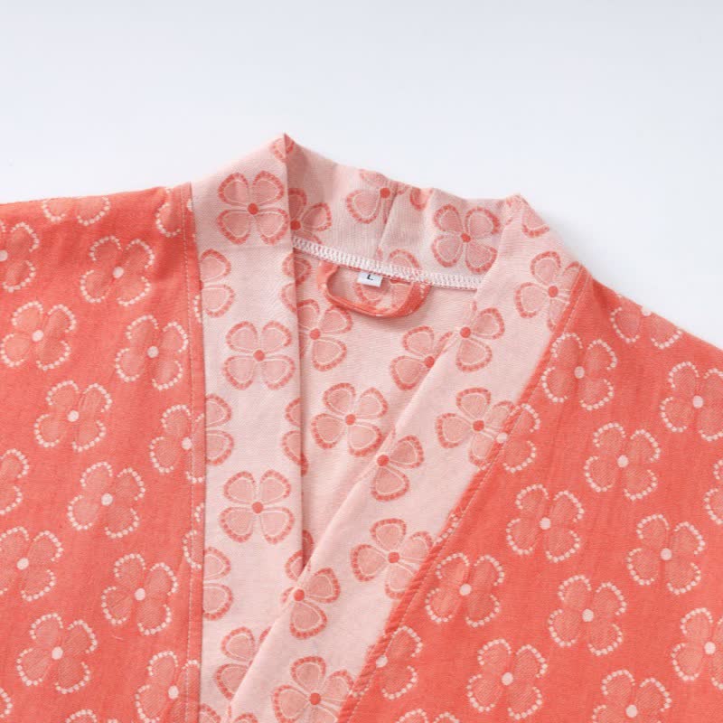 Four-Leaf Clover Cotton Gauze Kimono Robe - image 9