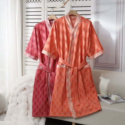 Four-Leaf Clover Cotton Gauze Kimono Robe - image 0