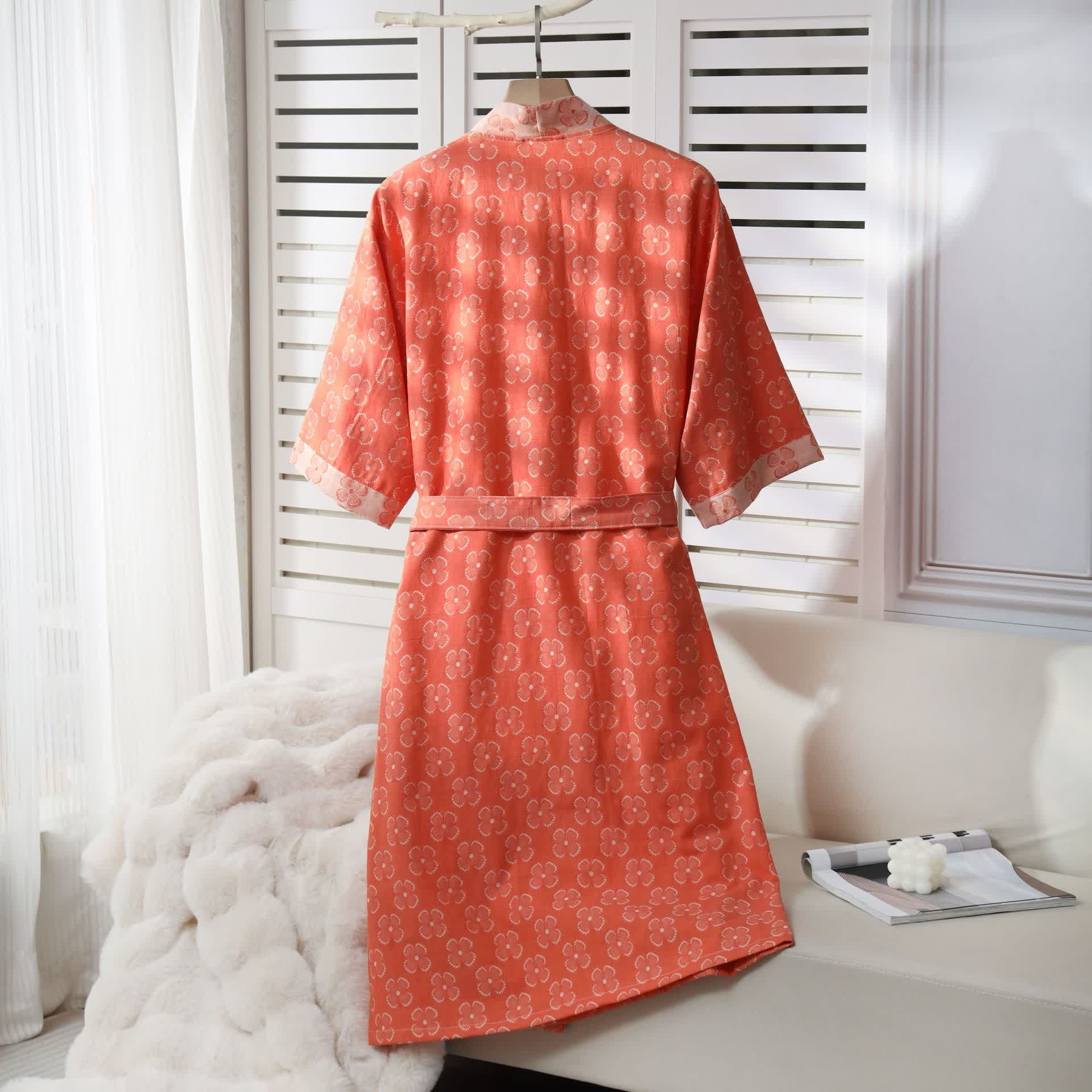 Four-Leaf Clover Cotton Gauze Kimono Robe - image 7