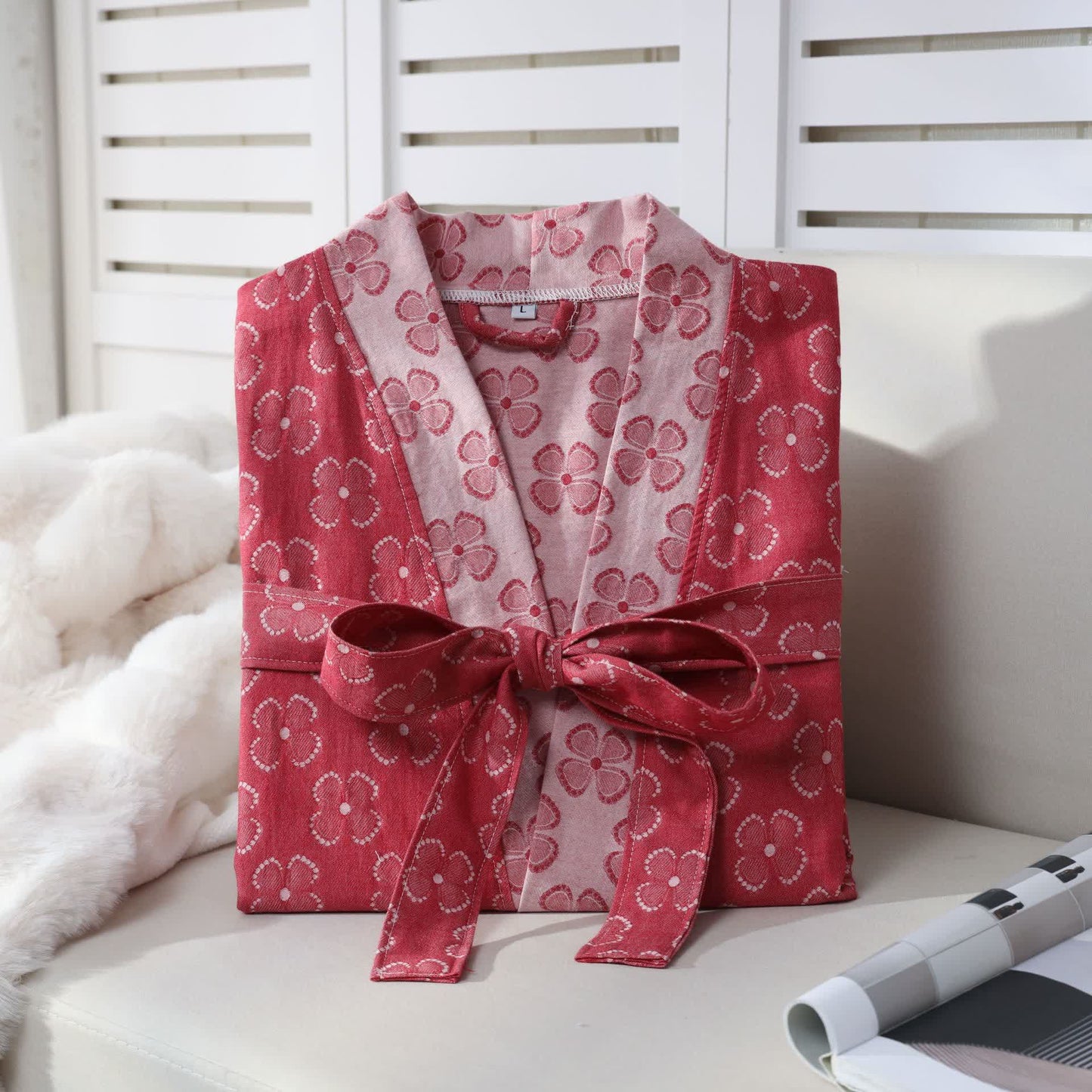 Four-Leaf Clover Cotton Gauze Kimono Robe - image 3