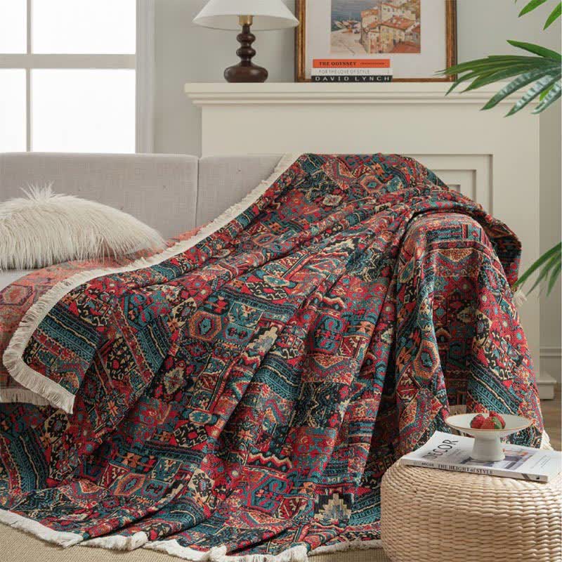 Jacquard Ethnic Tassel Wear-resistant Sofa Cover - image 1