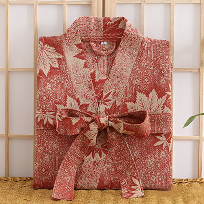 Maple Leaf Cotton Gauze Kimono Robe - image 3
