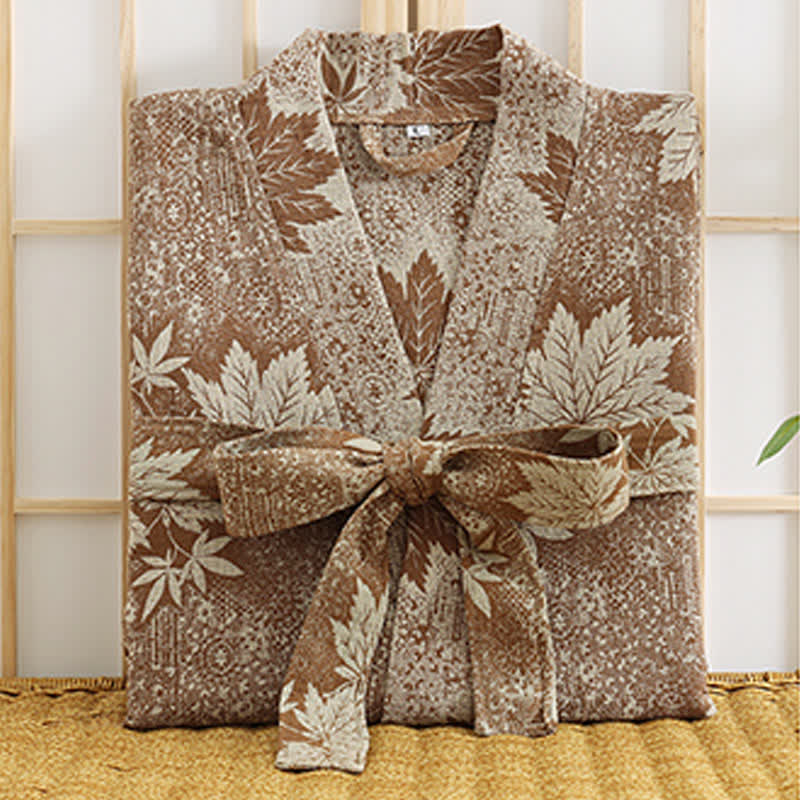 Maple Leaf Cotton Gauze Kimono Robe - image 9